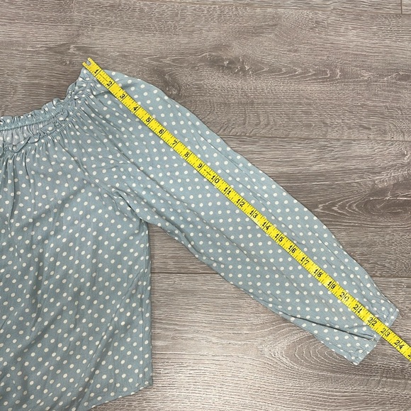 Rewind Polka Dot Off The Shoulder Cropped Button Down Blouse XL - Picture 9 of 16